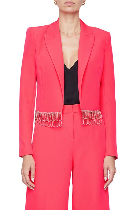Jen Crystal Fringe Crop Blazer