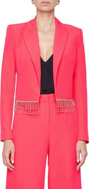 L'AGENCE Jen Crystal Fringe Crop Blazer
