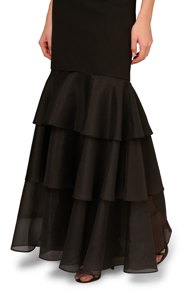 Aidan Mattox by Adrianna Papell Off the Shoulder Mixed Media Tiered Mermaid Gown, Alternate, color, 