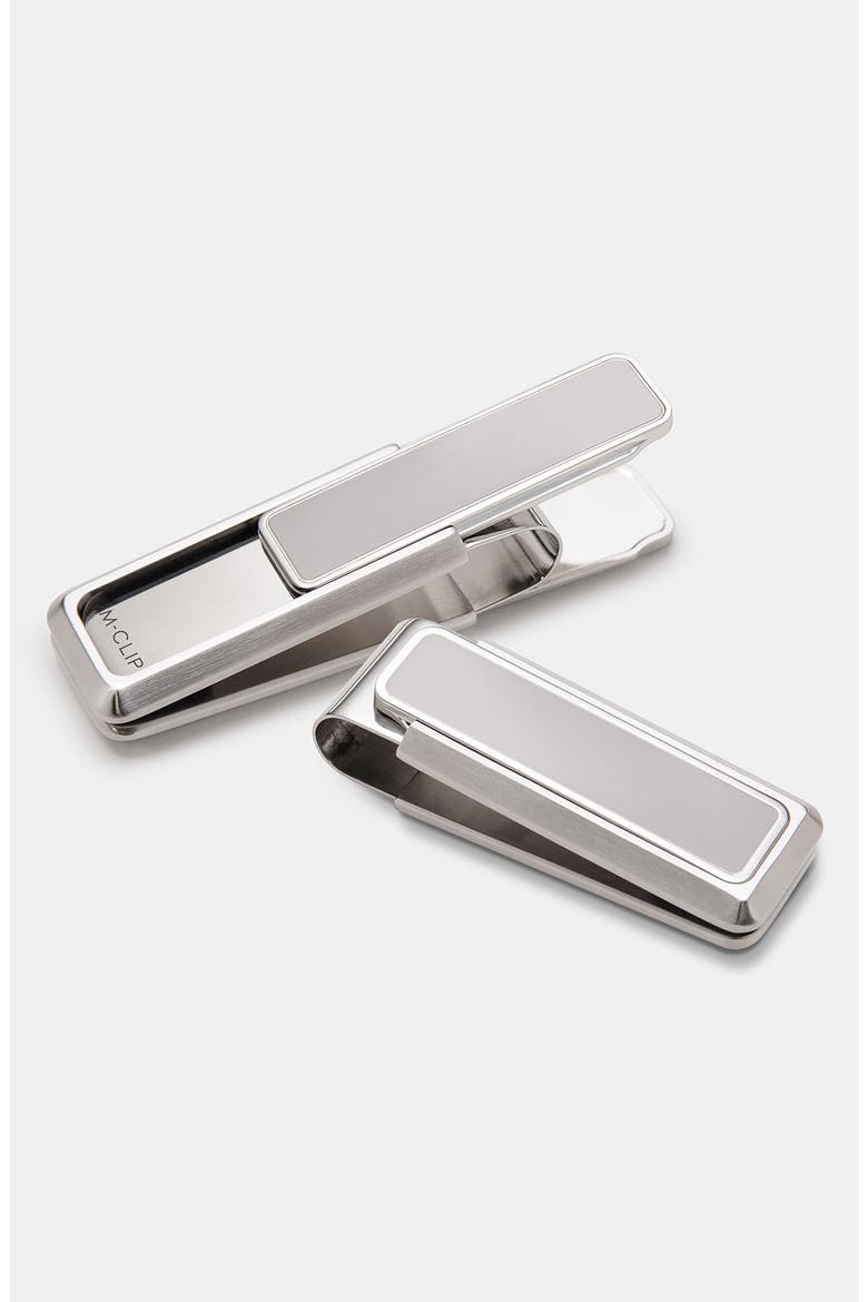 Polished Border Money Clip, Main, color, SILVER