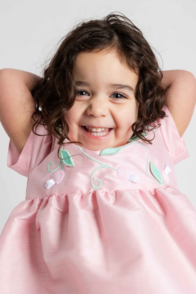 Dupioni Dress With Flower Vines, Alternate, color, Pink