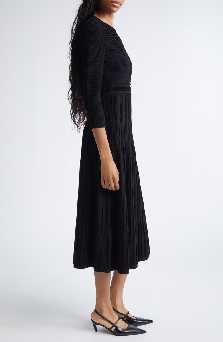 Emporio Armani Ottoman Midi Dress, Alternate, color, Solid Black