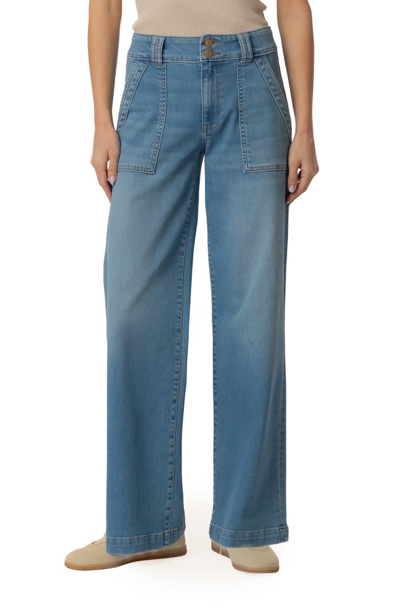 KUT from the Kloth Jodi High Waist Wide Leg Utility Jeans, Main, color, Draft W/ Medium