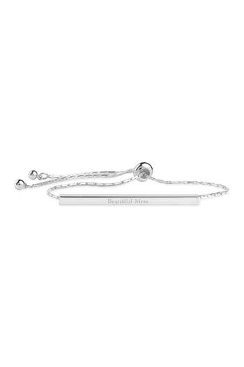 Sterling Forever 14k Gold Plated Inspirational Bar Slider Bracelet In White