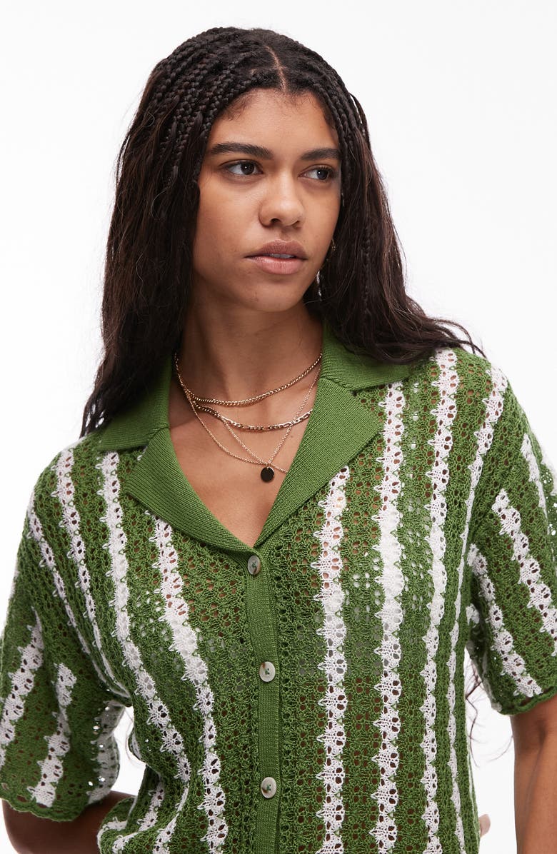 Topshop Stitchy Stripe Sweater, Alternate, color,