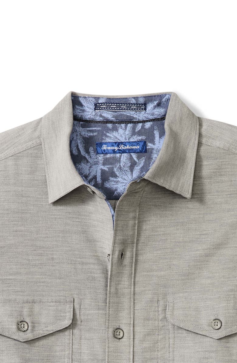 Tommy Bahama Coastline Cord Heather Bay Cotton Corduroy Button-Up Shirt, Alternate, color, Light Grey Heather