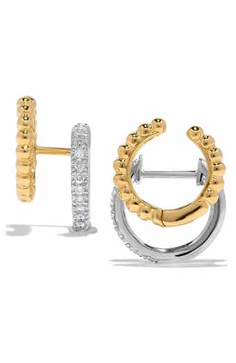 H.J. Namdar Beaded Cuff & Diamond Huggie Hoop Earrings