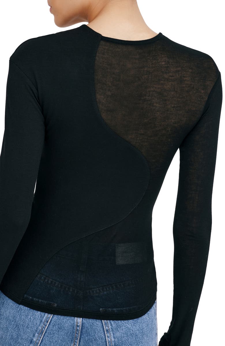 Marcella Casey Contrast Knit Top, Alternate, color, Black