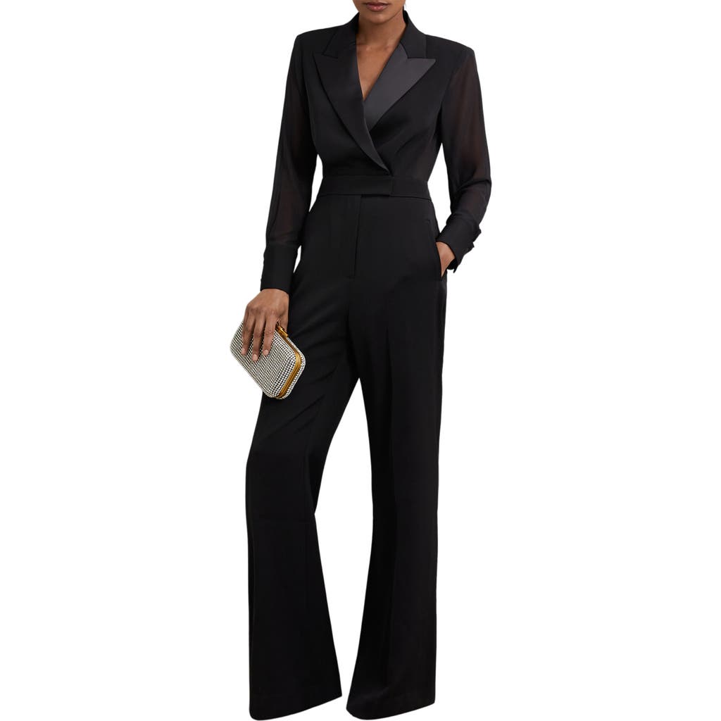 Reiss Perla Long Sleeve Tuxedo Jumpsuit In Multi
