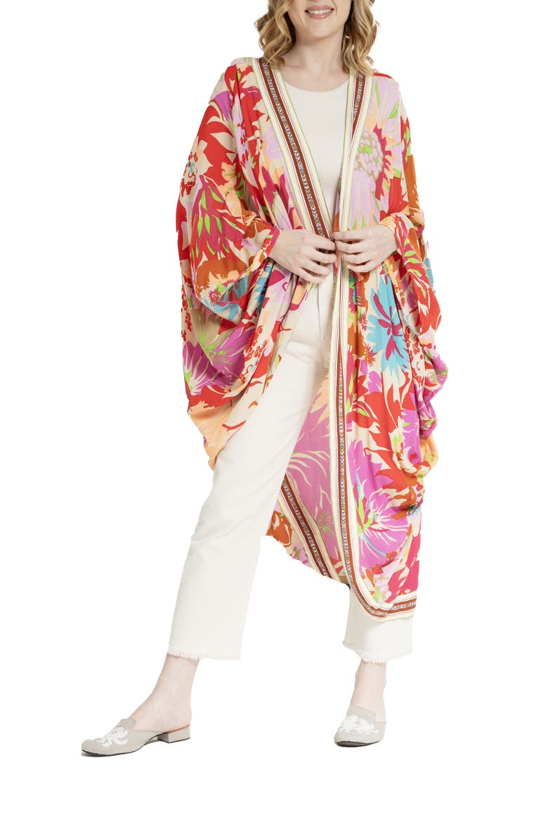 Floral Cocoon Duster, Main, color, PINK MULTI