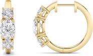 Bliss Diamond 2 1/2Ct Diamond 3-Stone Hoops 14k or Gold Lab Grown 5/8" Tall