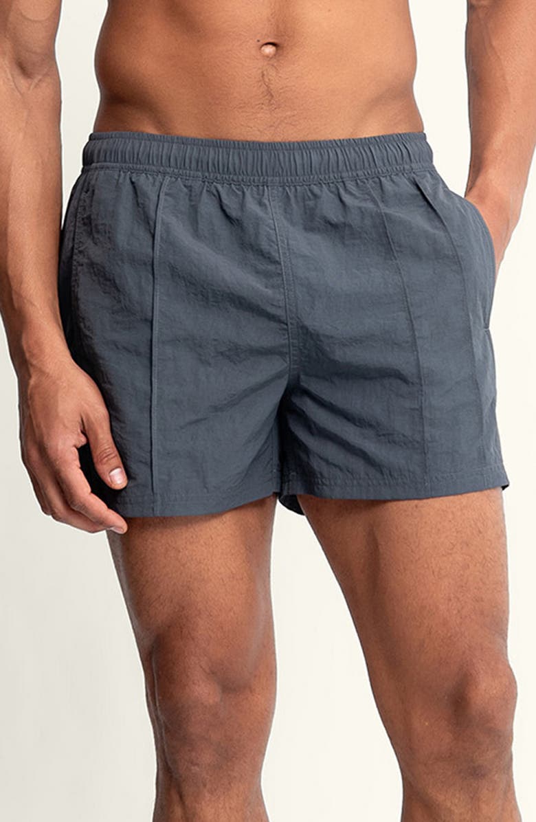 AUTO-REPLY<sup>™</sup> Sebastian Vertical Pintuck 4-Inch Nylon Swim Trunks, Main, color, Granite/ Gray