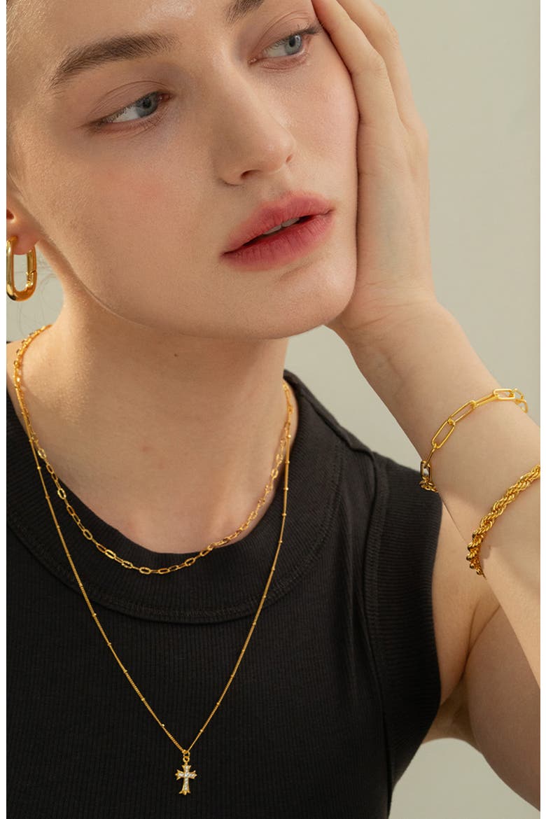 Sterling Silver 18k Gold Plated Amelia Chain Bracelet Dainty Trendy, Alternate, color, Gold
