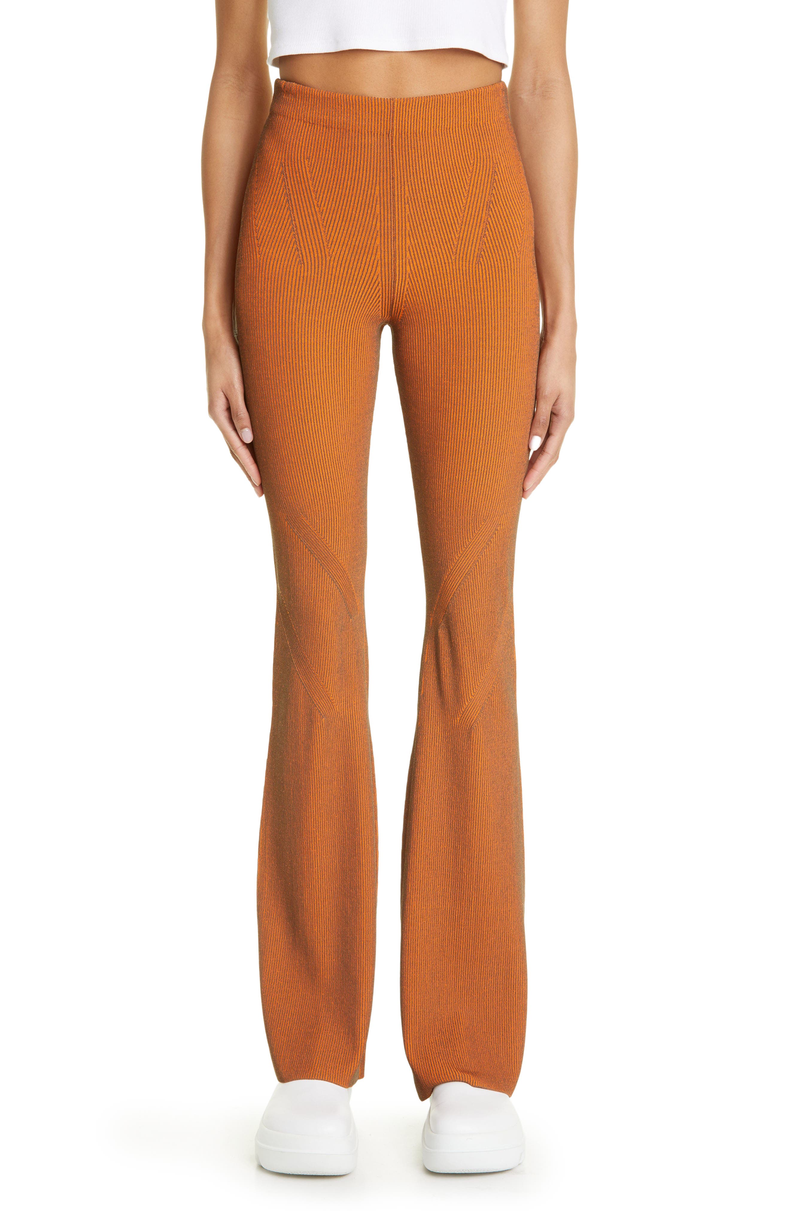 Dion Lee Angled High Waist Two-Tone Rib Flare Leg Pants (Women) | Nordstrom