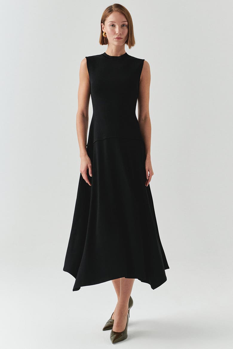 Hadlee Midi Dress, Alternate, color, BLACK