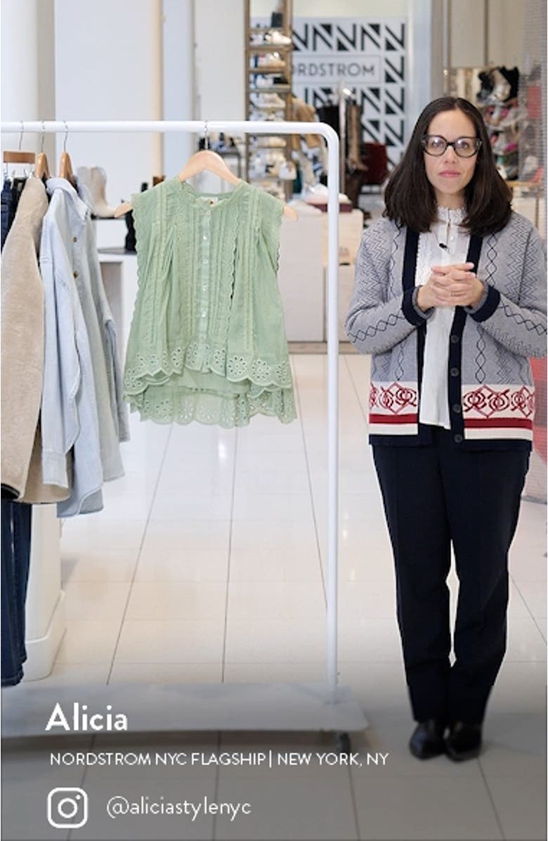 Eyelet Accent Sleeveless High-Low Cotton Top, sales video thumbnail