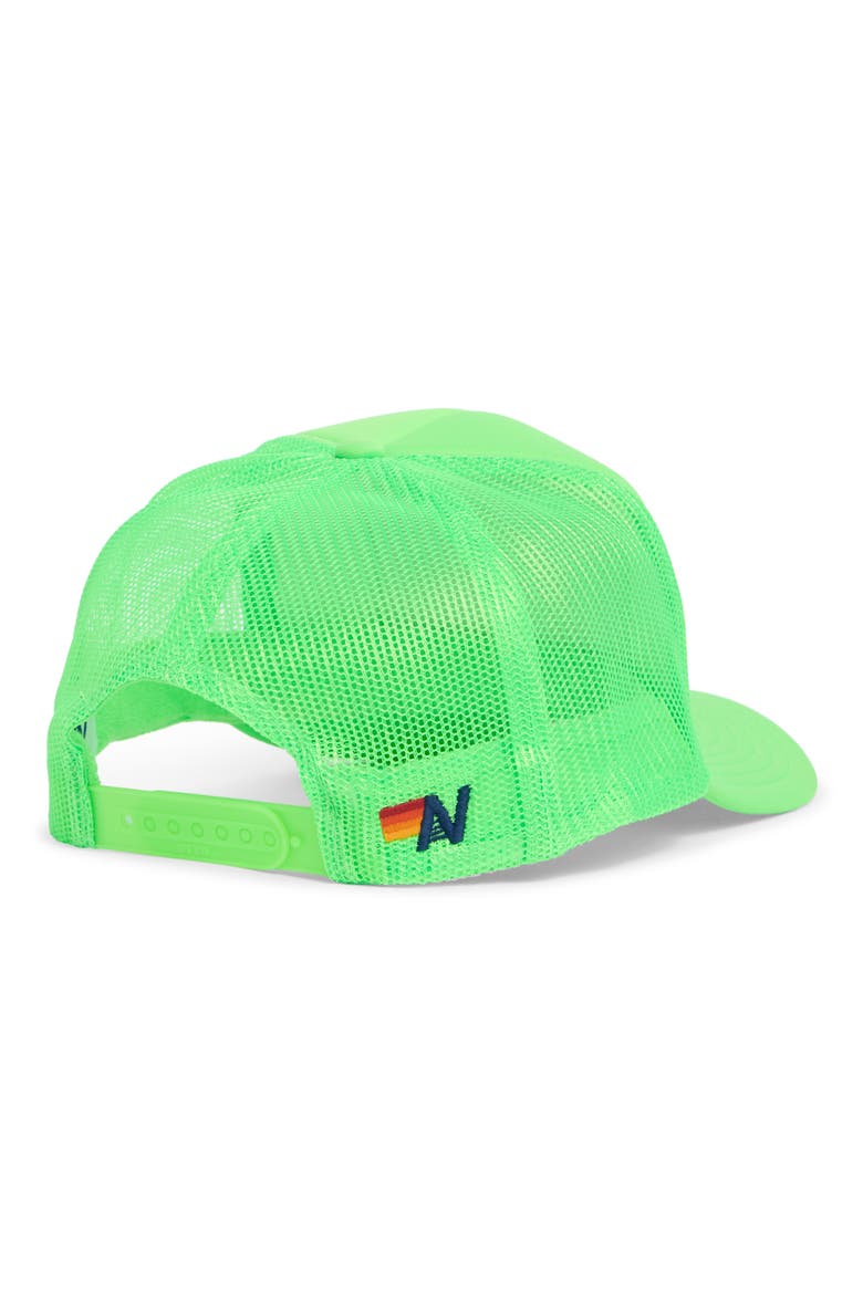 Logo Rainbow Trucker Hat, Alternate, color, NEON GREEN
