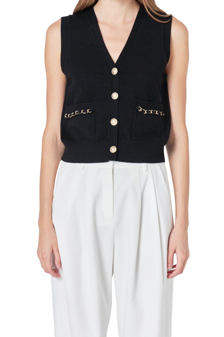 Chain Detail Vest, Alternate, color, BLACK