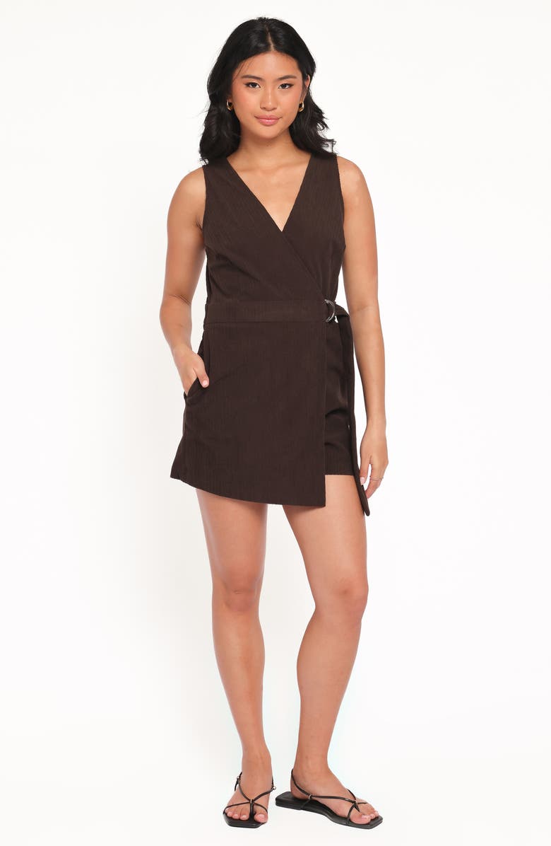 Petal & Pup Vesper Corduroy Wrap Romper, Alternate, color, Chocolate