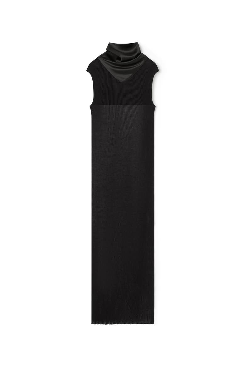 Pleated Jersey Dress, Alternate, color, Black