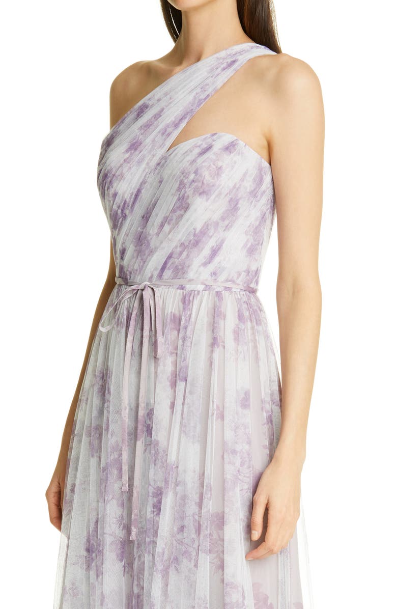 Marchesa Notte One Shoulder Tulle Gown, Alternate, color, 