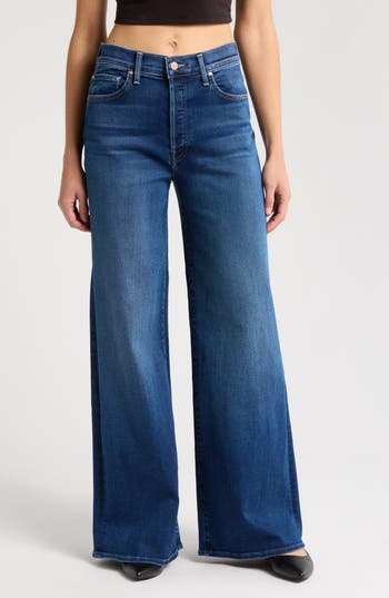 Mother The Ditcher Roller Sneak Wide Leg Jeans In Yakkity Yak
