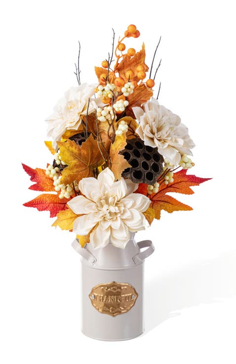22"H Fall Dahlia Lotus Pod and Berry Centerpiece