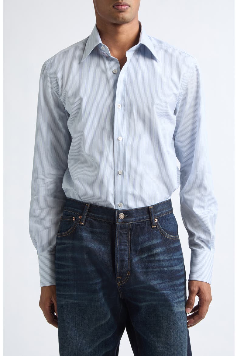 Classic Fit Striped Cotton Shirt, Main, color, UWA COMBO BLUE