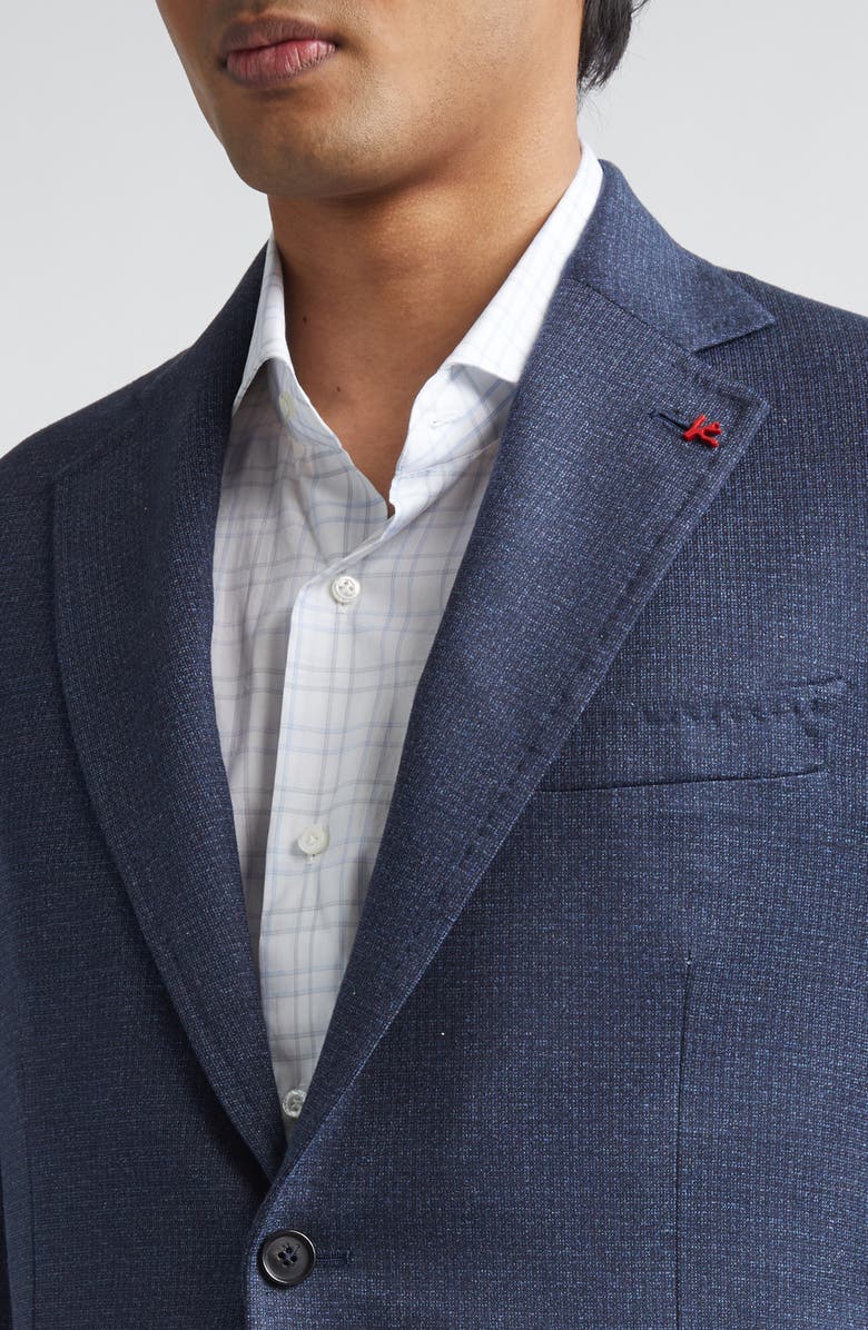 ISAIA Check Silk & Cotton Sport Coat, Alternate, color, Navy 810
