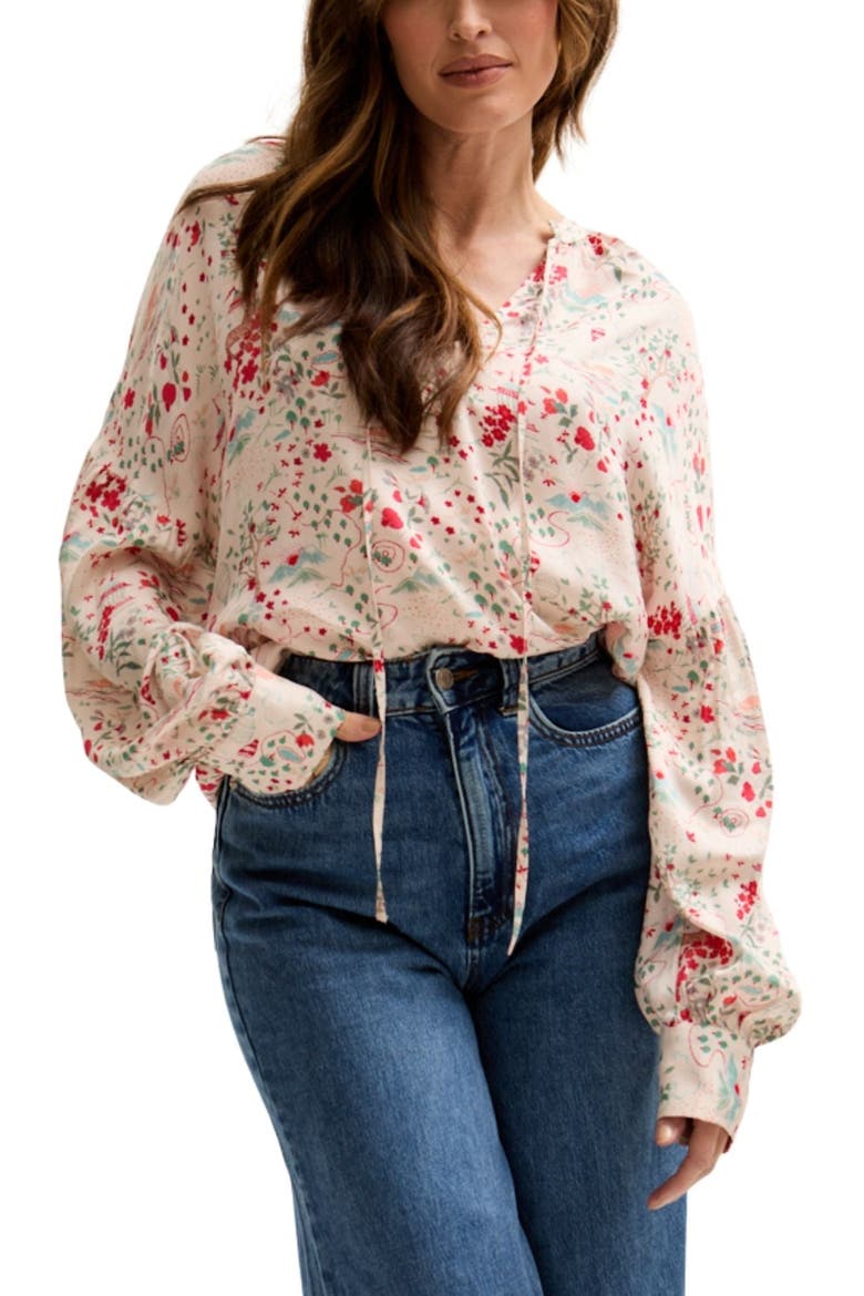 Rosetti Billowy Sleeves Print Blouse, Main, color, Cream