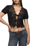 Lucky Brand Lace Trim Flyaway Top
