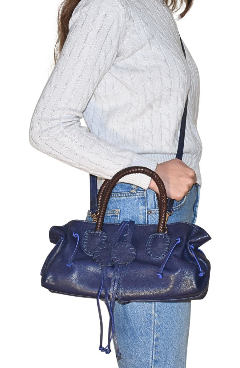 Carlos Falchi Mini Barrel Leather Bag CF626, Alternate, color, Whiskey