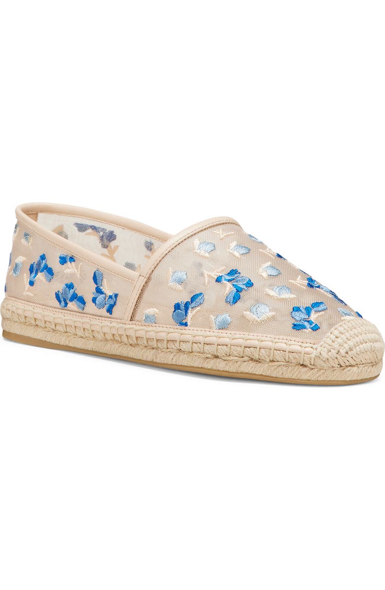 Stuart Weitzman Bareitall Floral Embroidery Espadrille Flat, Main, color,