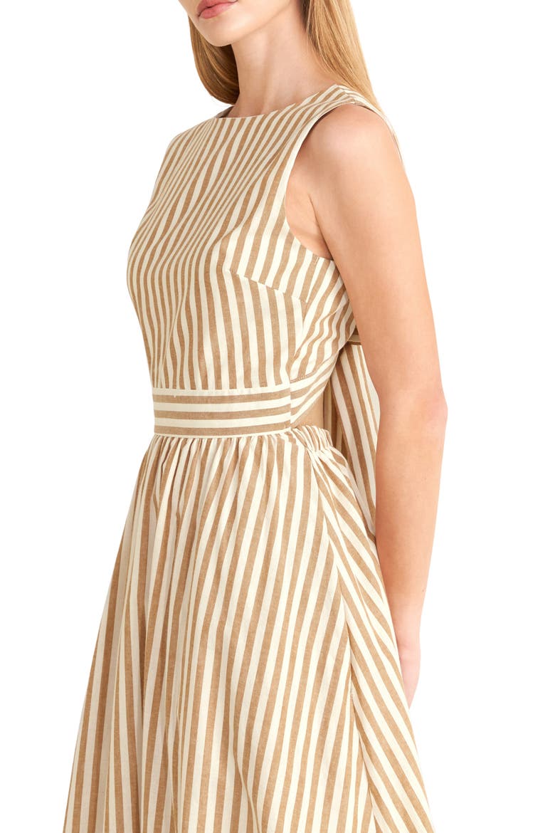 Pinstripe Midi Dress, Alternate, color, RUST/ NATURAL