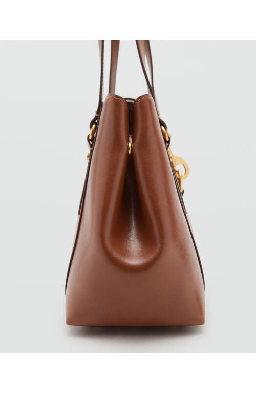 Mango Large Faux Leather Shoulder Bag In Brown