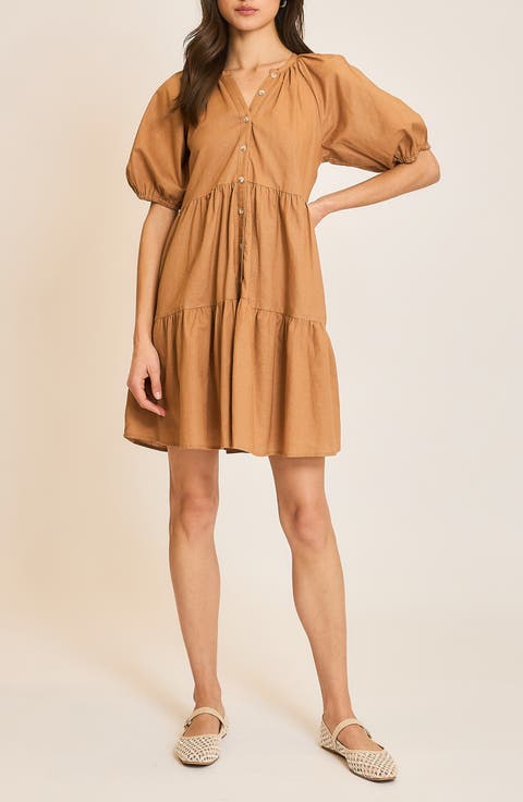 Button Front Tiered Dress