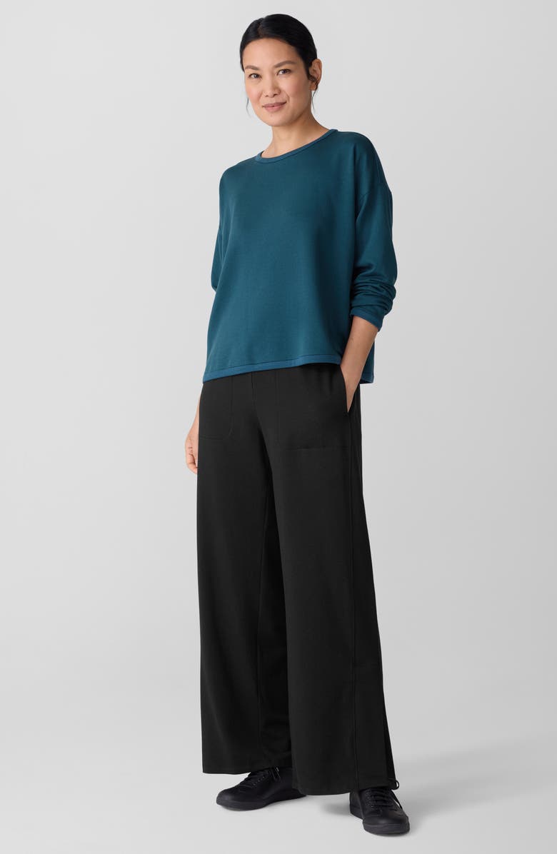 Eileen Fisher Slit Hem Straight Leg Pants, Alternate, color, Black