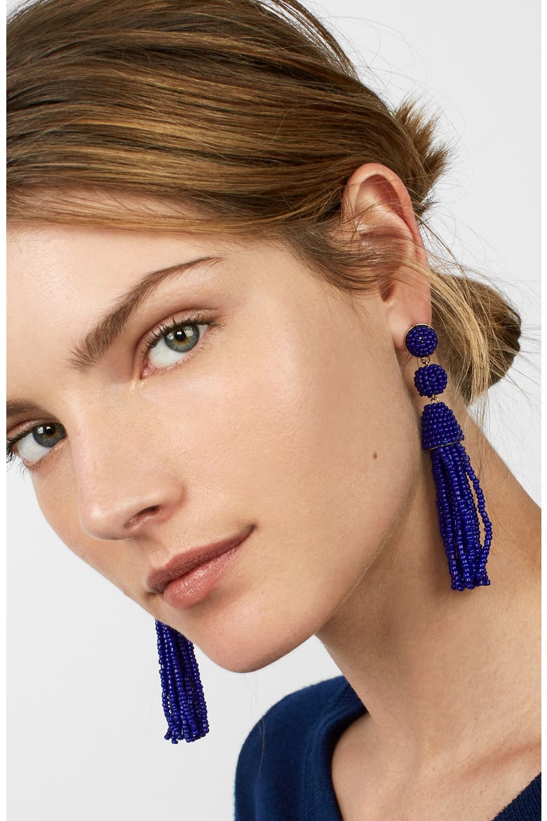 Granita Beaded Tassel Earrings, Alternate, color, COBALT