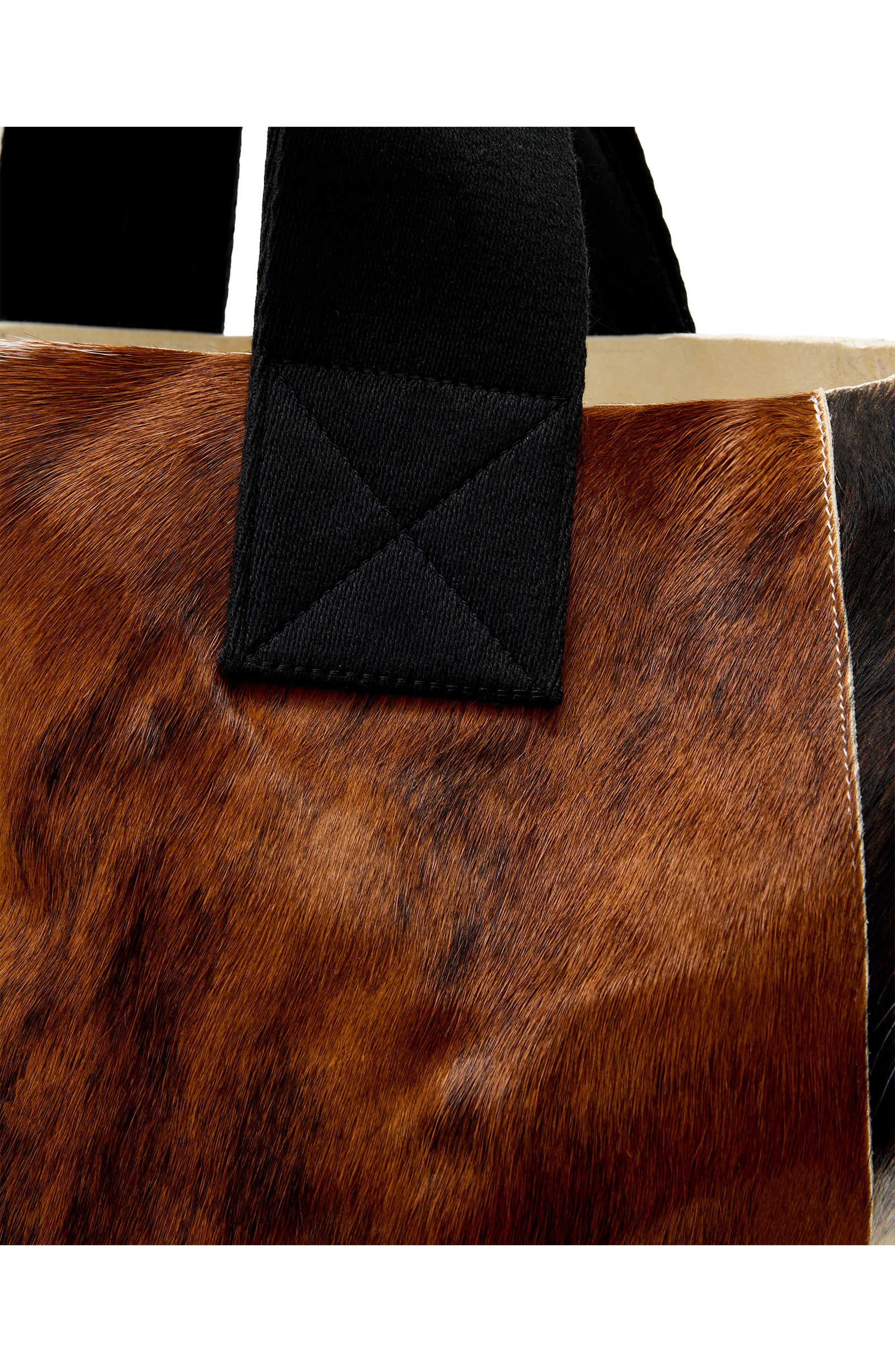 AllSaints Izzy Genuine Calf Hair Tote, Alternate, color, Cow Print