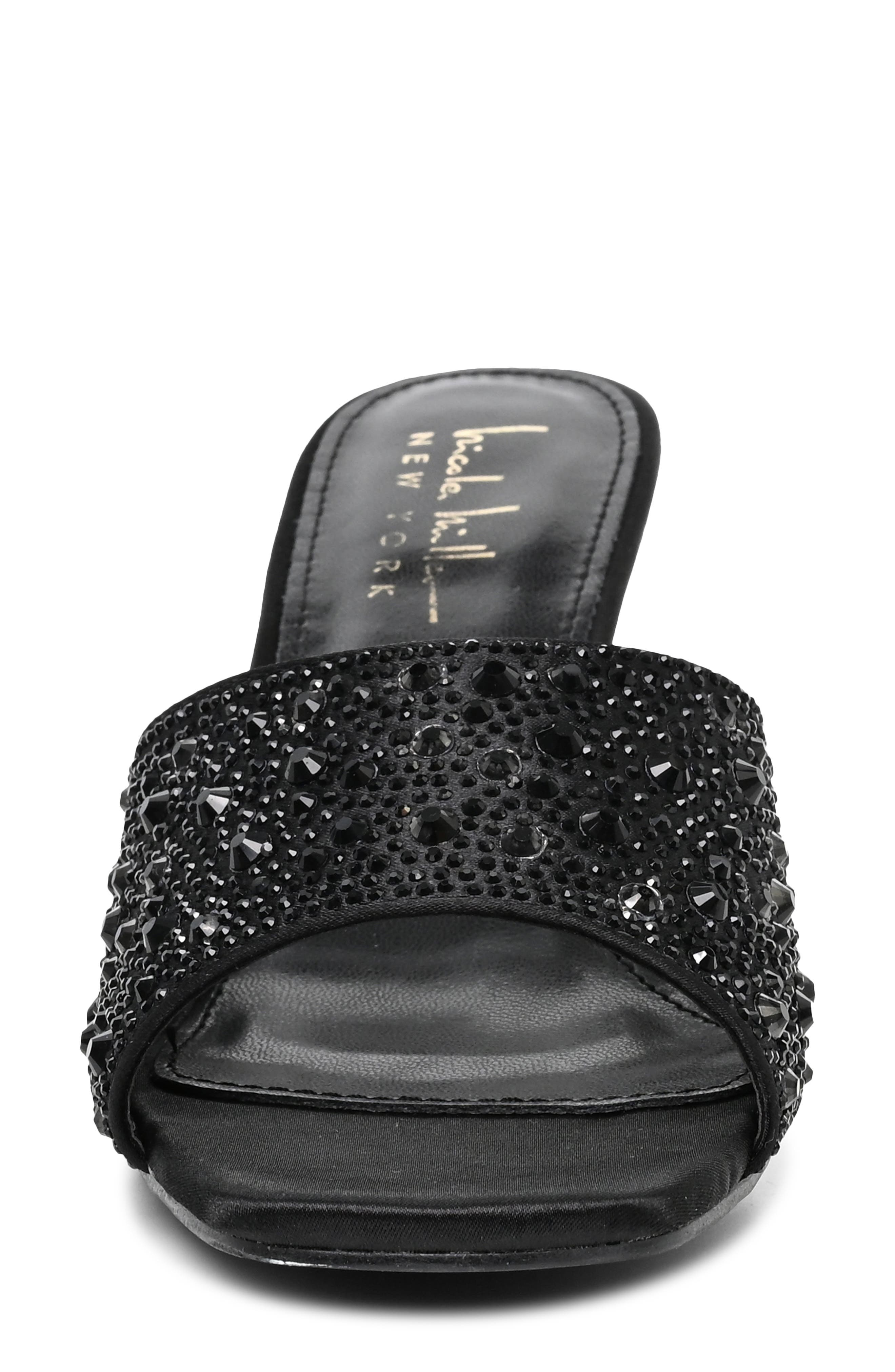 Rhinestone Embellished Mule Heeled Sandal, Alternate, color, BLACK BLING