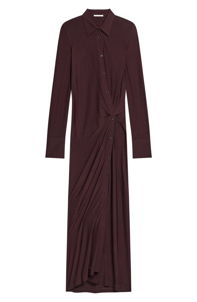 Helmut Lang Asymmetric Long Sleeve Dress, Alternate, color, Mahogany