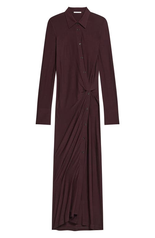 Helmut Lang Asymmetric Long Sleeve Dress In Brown