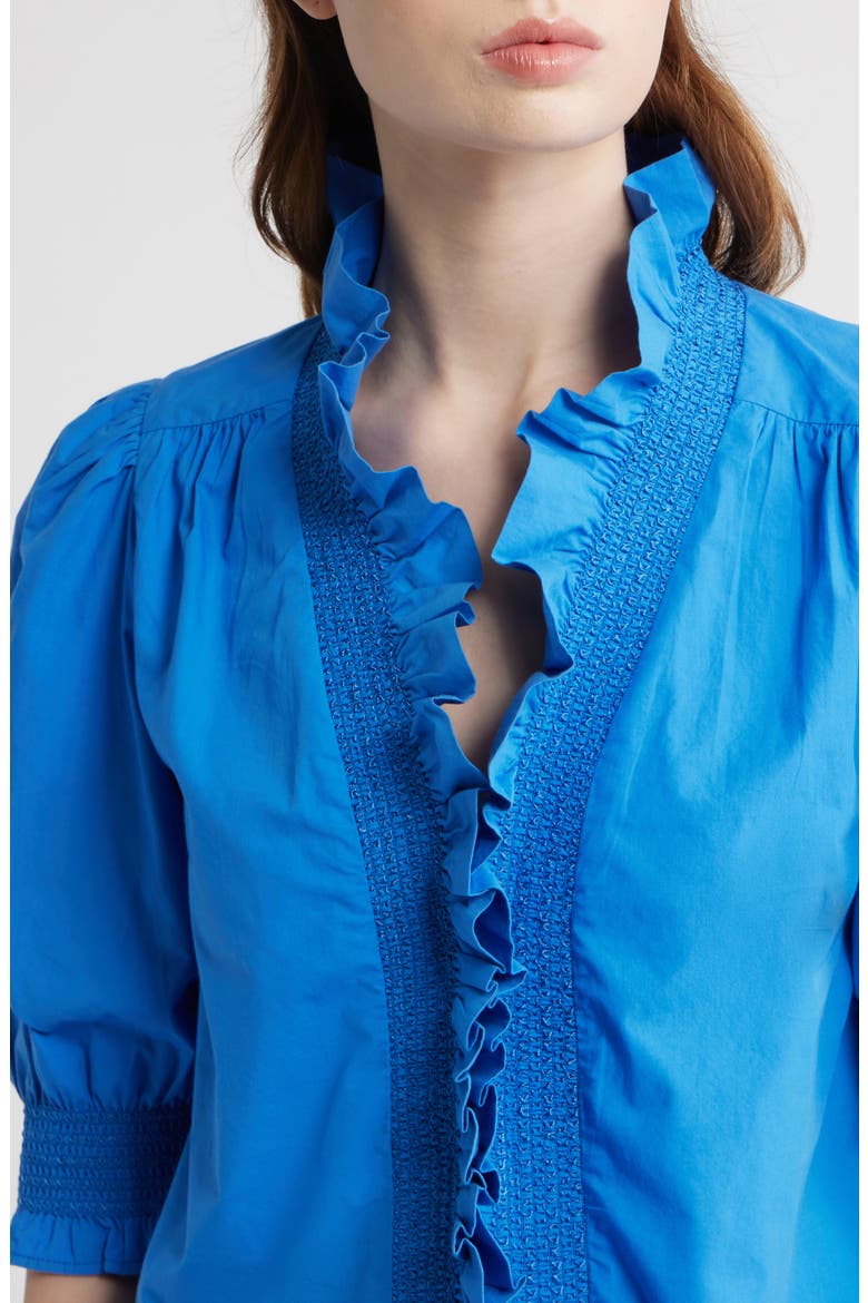 Zuri Ruffle Puff Sleeve Shirt, Alternate, color, PALACE BLUE