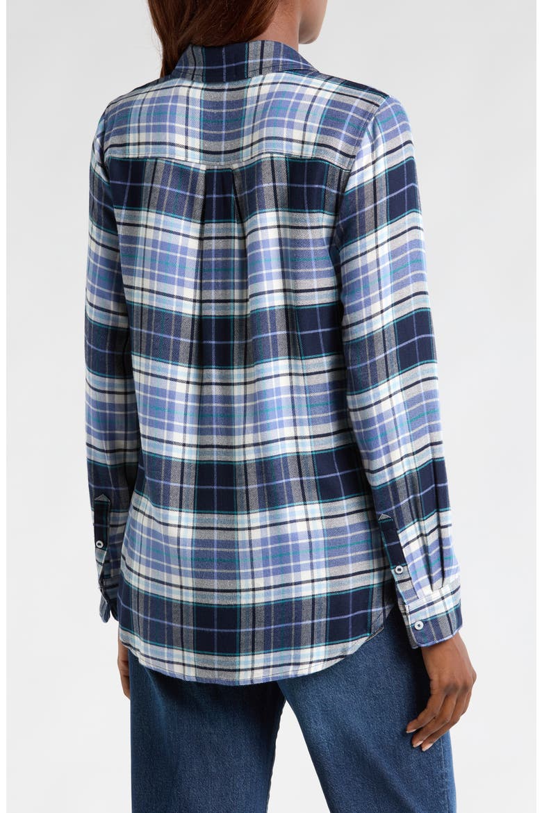 Plaid Flannel Button-Up Shirt, Alternate, color, NAVY BLAZER ADLEY PLAID