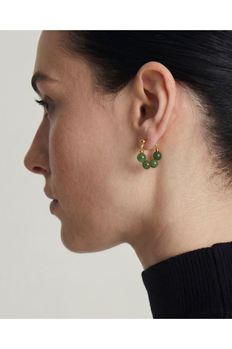 Fay Beaded Jade Hoop Earrings, Alternate, color, Green