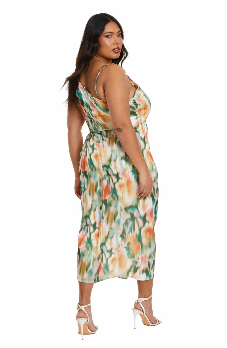 QUIZ Satin Marble Ruched Cowl Midi Dress, Alternate, color, 