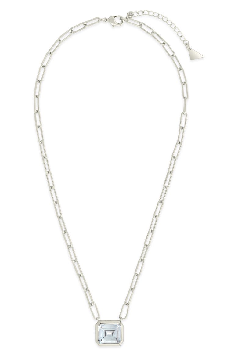 Camille Bezel Cubic Zirconia Pendant Necklace, Main, color, SILVER