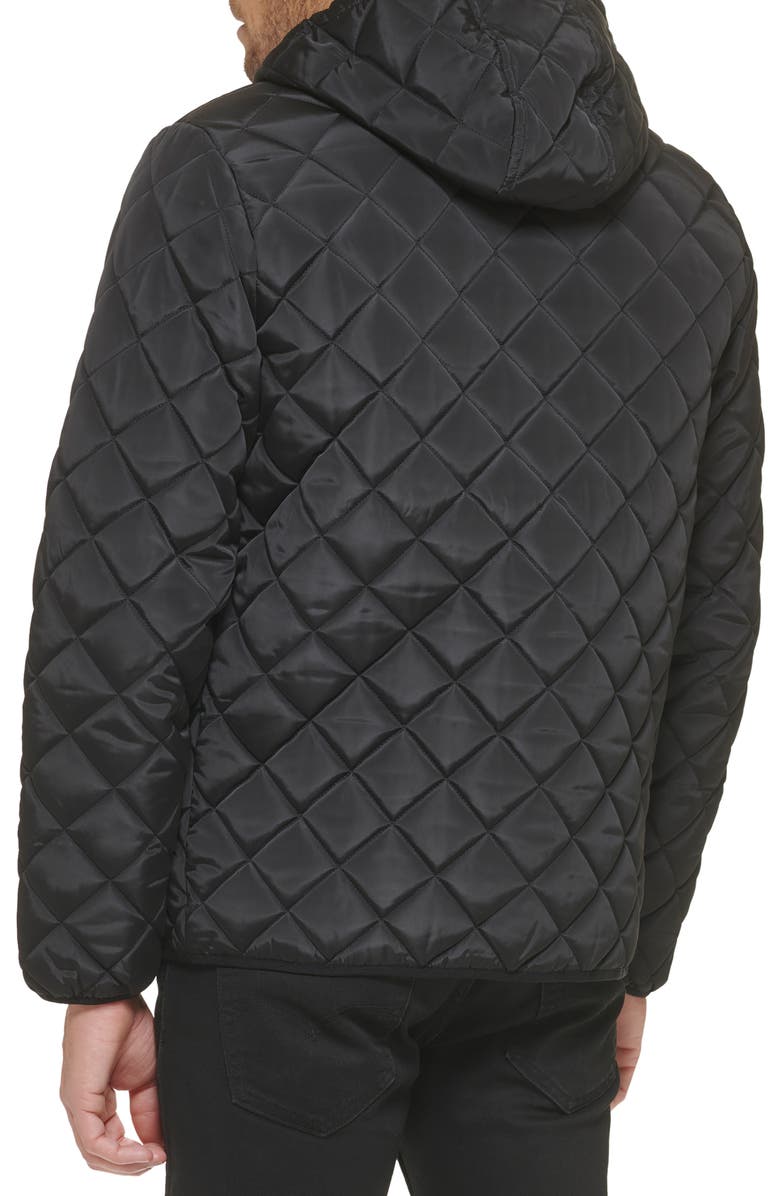 Kenneth Cole New York Faux Shearling Lined Hood Quilted Puffer Jacket, Alternate, color, Black
