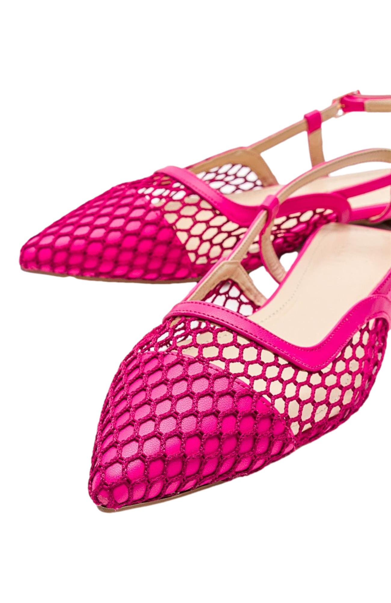 Prologue Shoes Brace Blue Mesh Flat Sandal, Alternate, color, Fuchsia Faux Leather