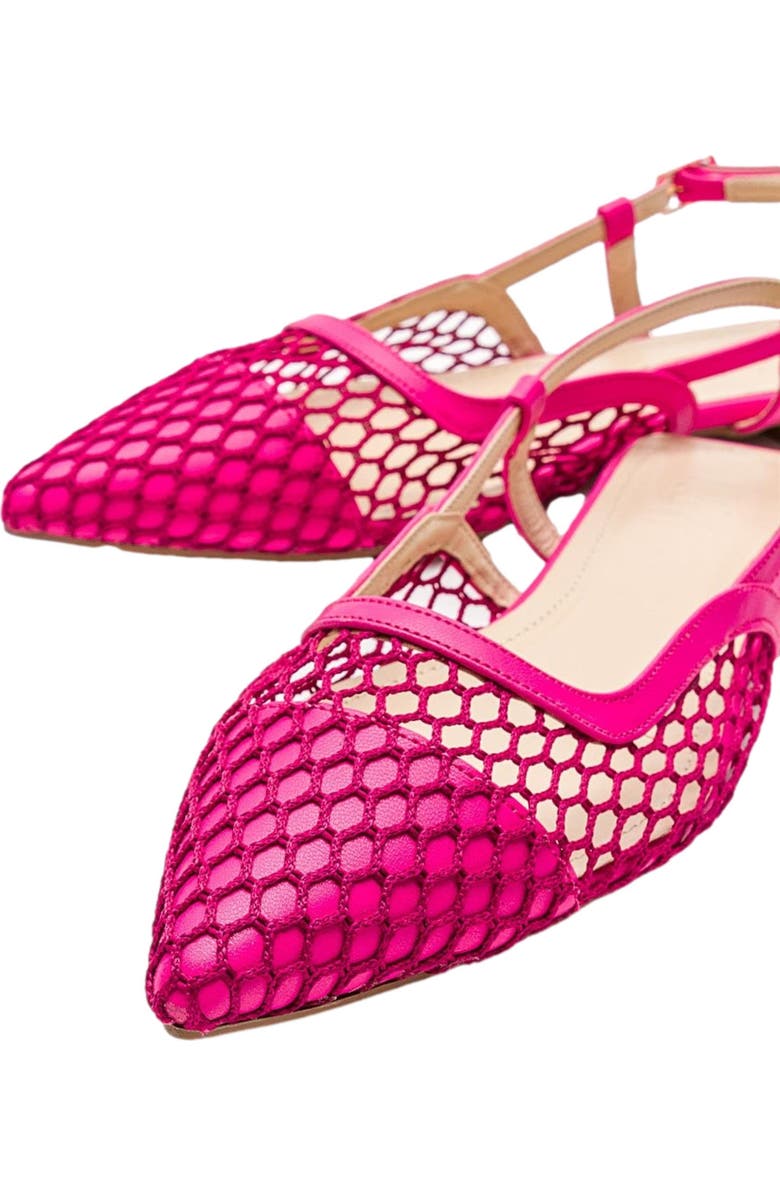 Prologue Shoes Brace Blue Mesh Flat Sandal, Alternate, color, Fuchsia Faux Leather